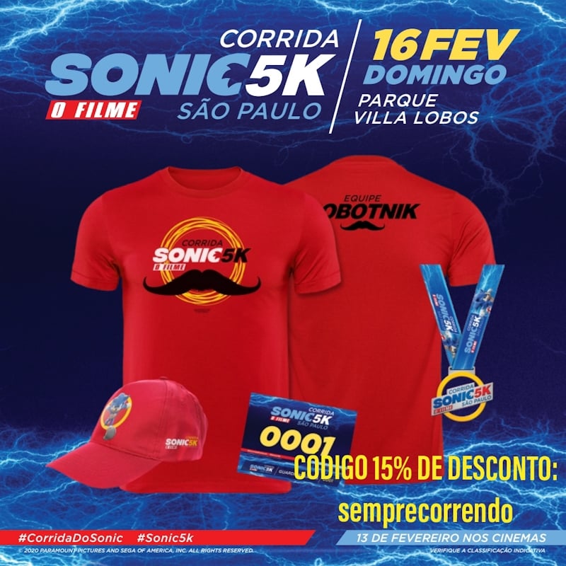 Corrida Sonic 2 - O Filme tem cinco etapas pelo Brasil